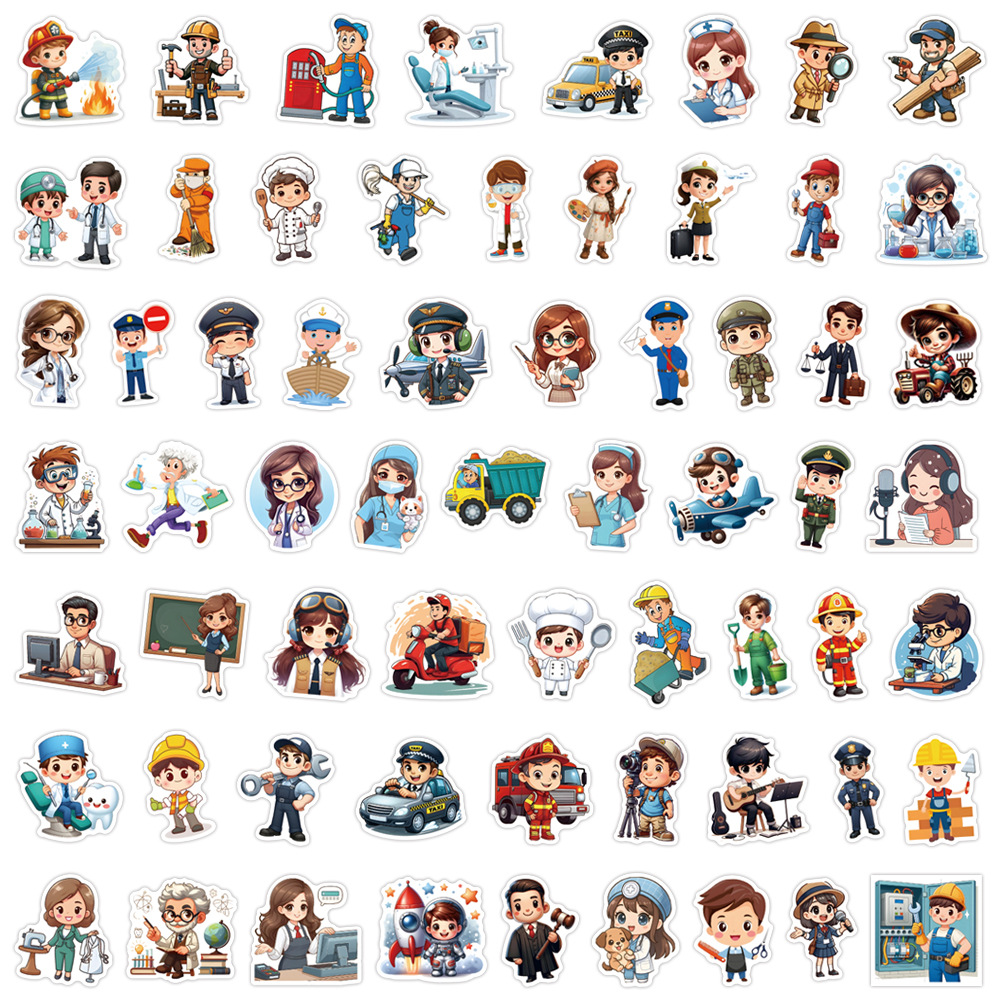 Kids Toys Cartoon Images - 60PCS Adesivos de Carreira e Trabalho,