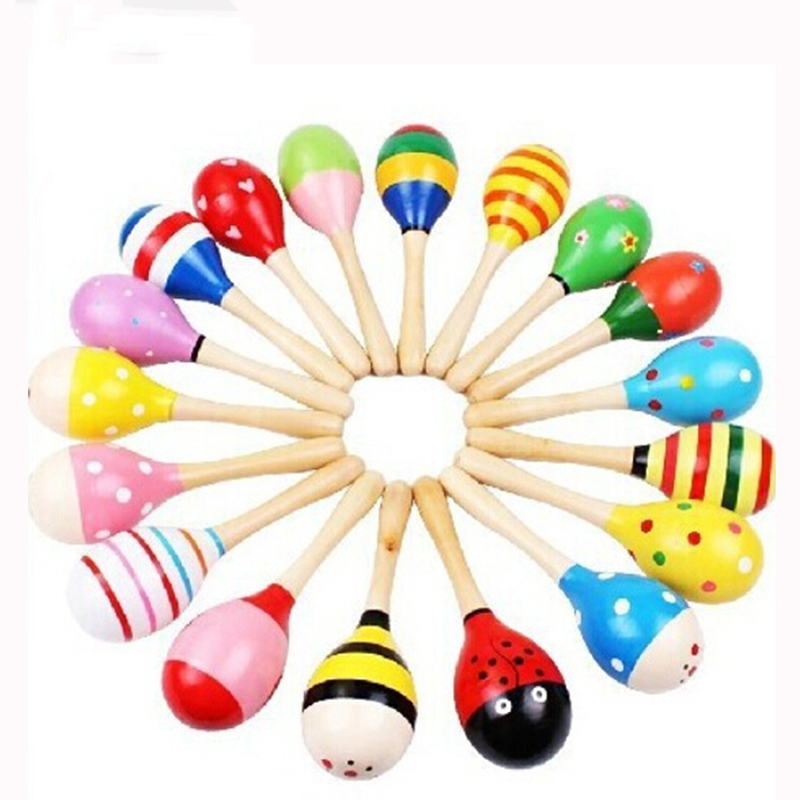 Kids Toys New Born - Chocalhos pequenos de madeira coloridos, 2