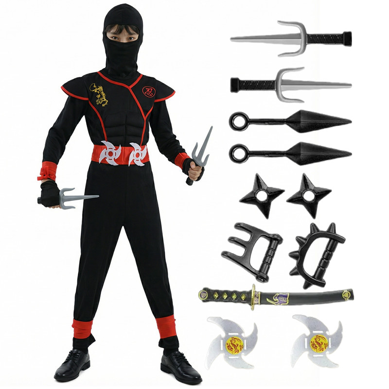 Fantasia de ninja preta e azul - Kids Toys Set avaliação e preço