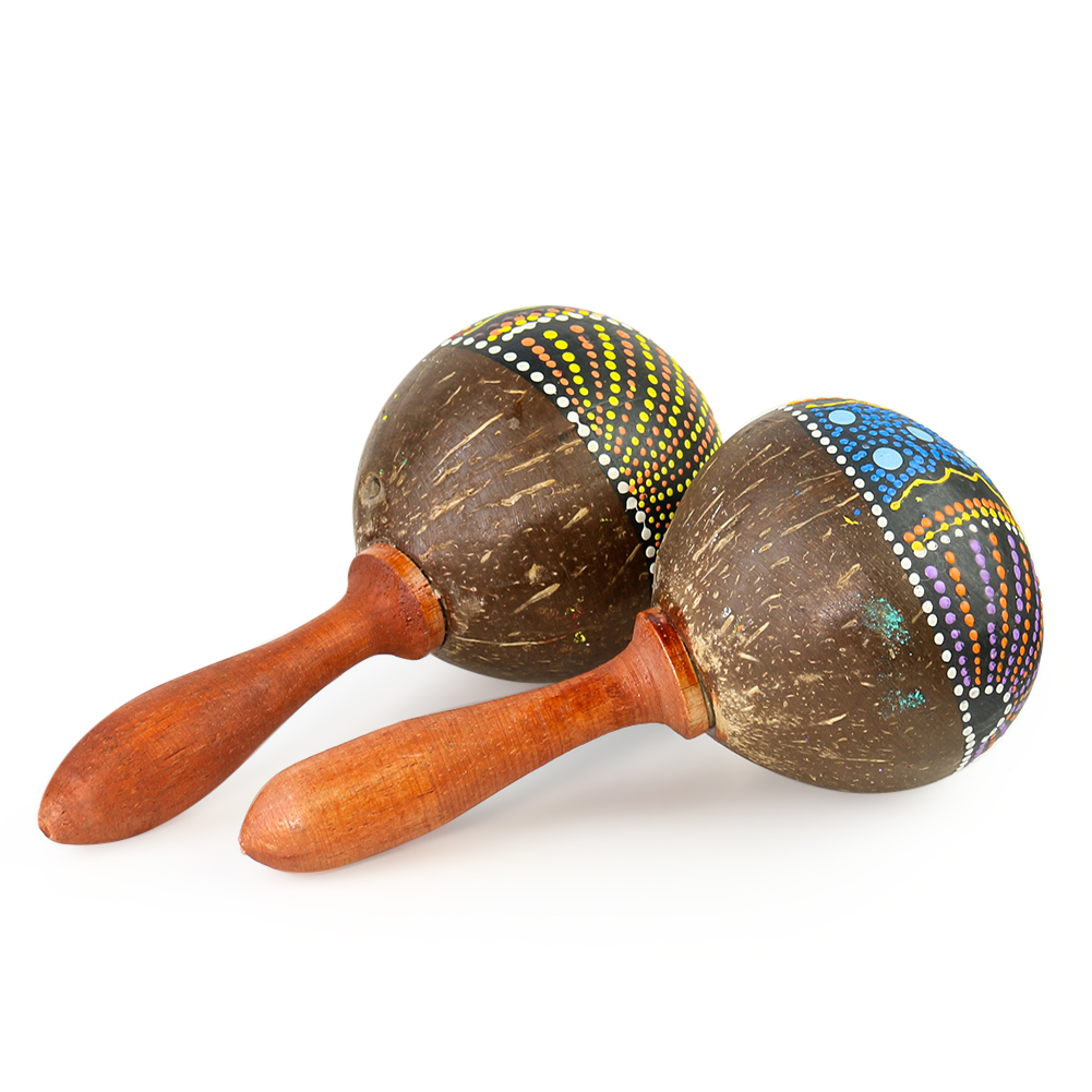 Maraca de Casca de Coco Natura - Kids Toys Indonesia avaliação e preço